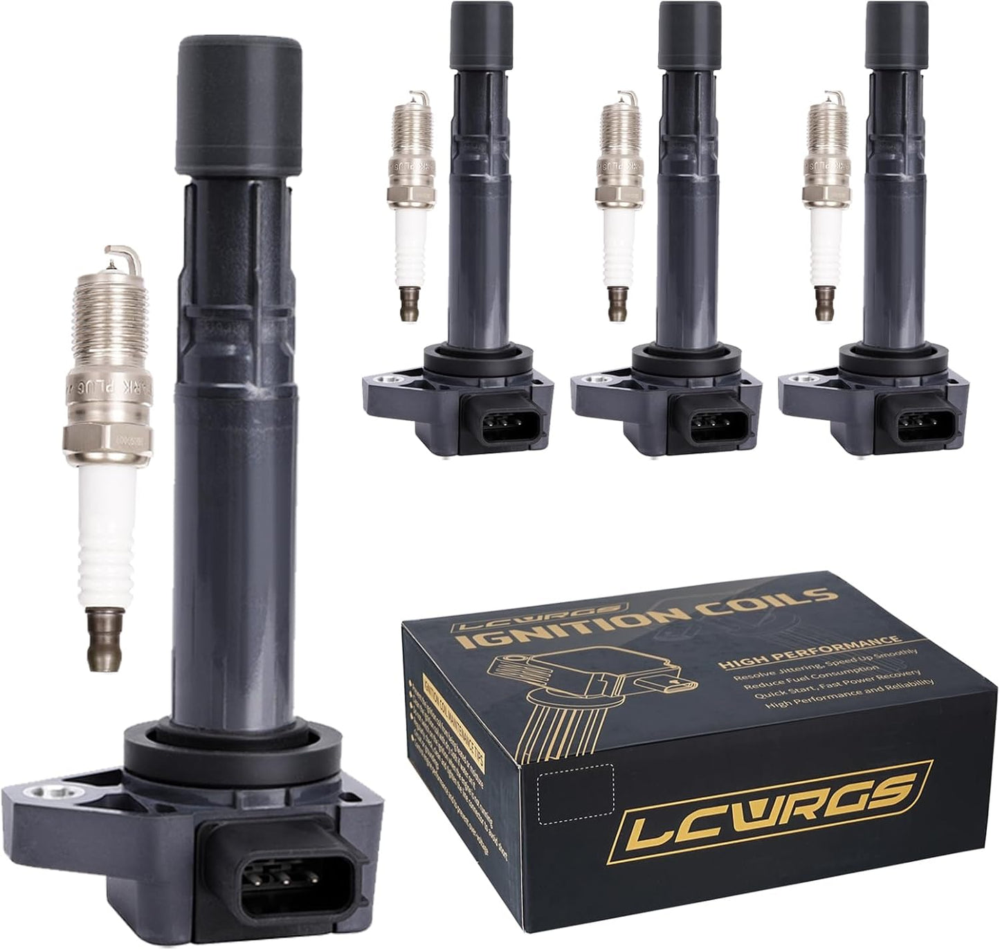 Set of 4 Ignition Coil Pack and Spark Plugs Fits for 1.7L L4 2001 2002 2003 2004 2005 Honda Civic 1.7 Replaces UF400 C1460