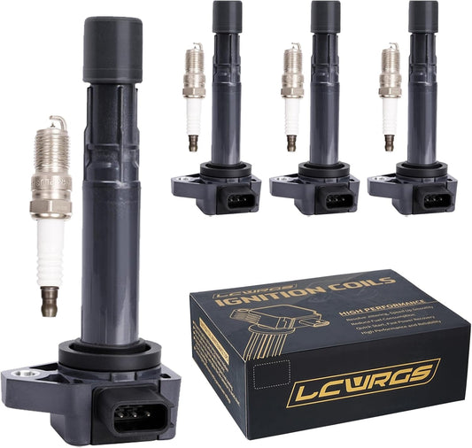 Set of 4 Ignition Coil Pack and Spark Plugs Fits for 1.7L L4 2001 2002 2003 2004 2005 Honda Civic 1.7 Replaces UF400 C1460