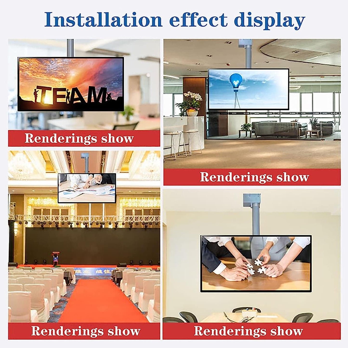 TV Wall Mount Motorized Adjustable Ceiling TV Mount,360° Swivel and Tilt Ceiling TV Bracket,Up to 88 Lbs,VESA 400x400mm TV Mount,1000mm