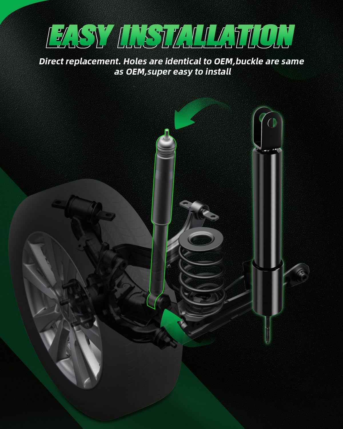 SCITOO - Front Rear Shock Absorbers for Hummer Fits 2006-2010 for Hummer H3 Shocks 555049 911527 555050 911528 Shocks Struts - 4Pc Set