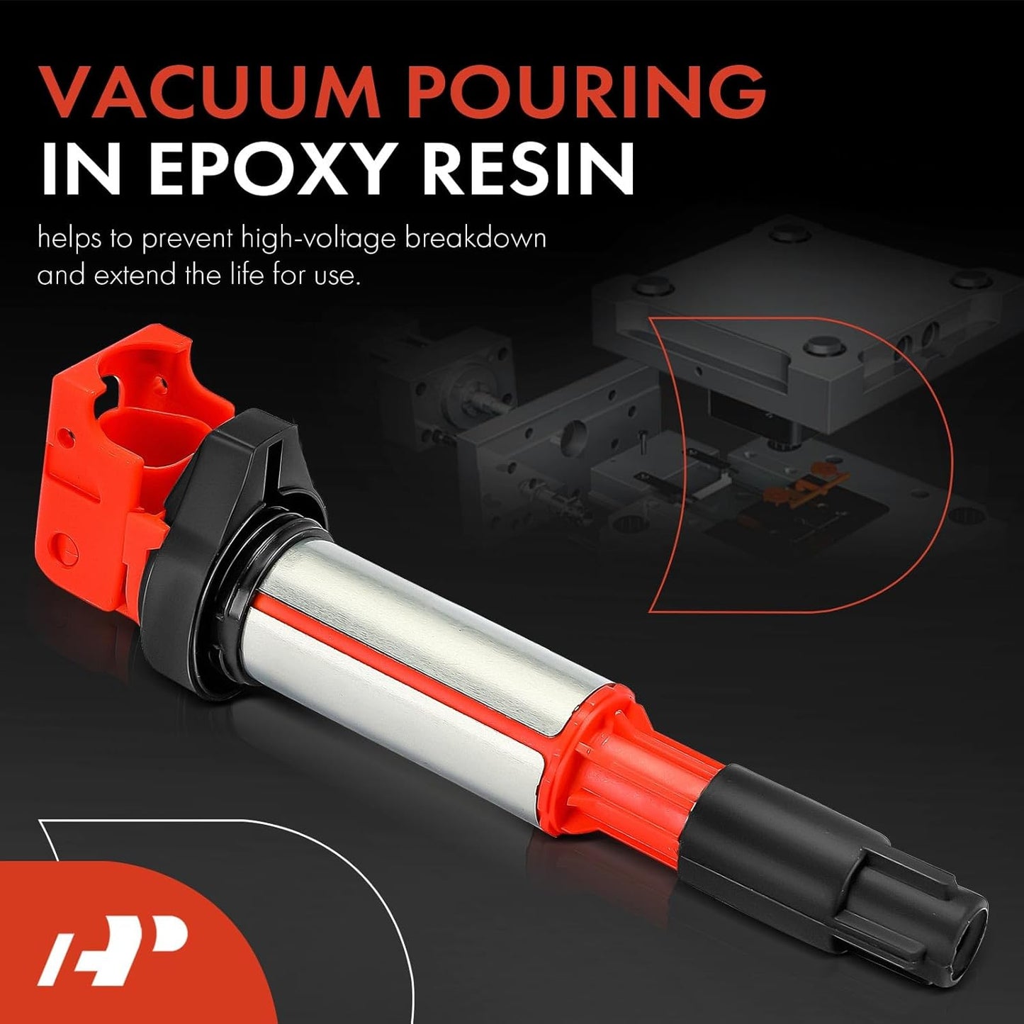 A-Premium (Red) Engine Ignition Coil Pack Compatible with BMW X5 2003-2009, 545i 2004-2005, 550i 2006-2009, 745i/745Li 2002-2005, 750i/750Li 2006-2008, 645Ci, 650i, Alpina B7, Aero 8, 8-PC Set