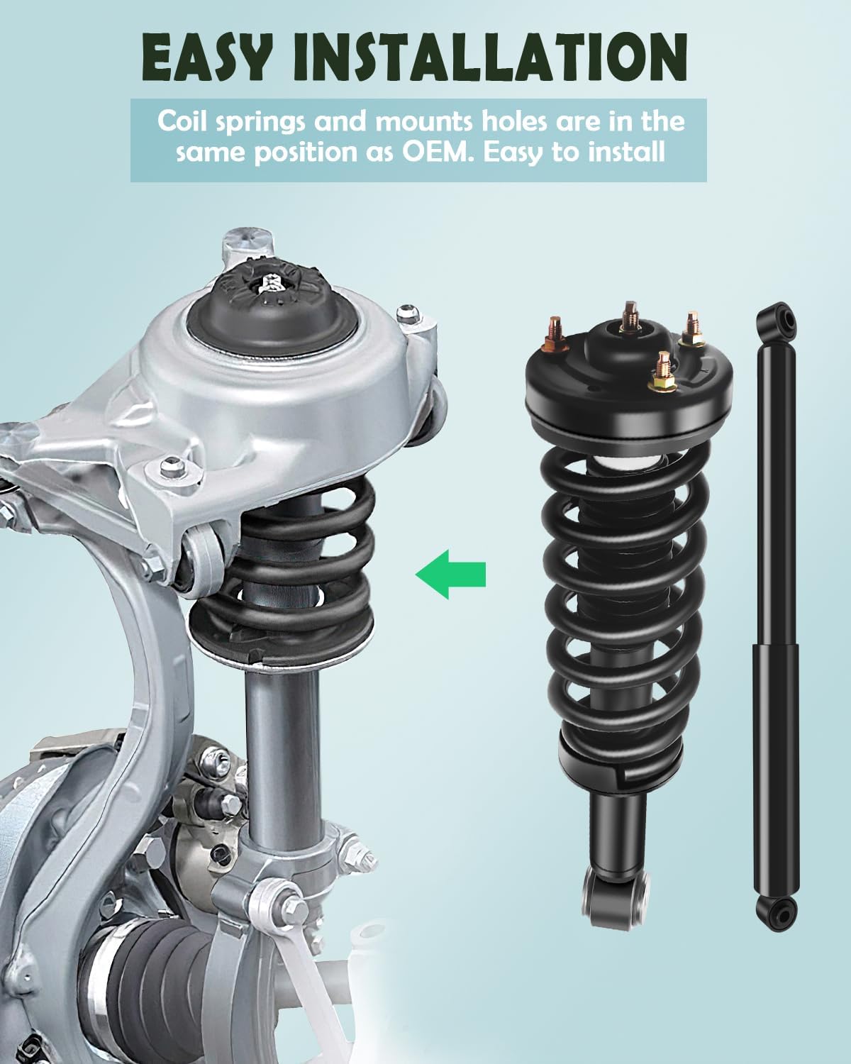 SCITOO Front and Rear Complete Struts Assembly Shock Absorber for Ford for F-150 2009-2012 Automotive Replacement Struts 171140 911262 - Set of 4