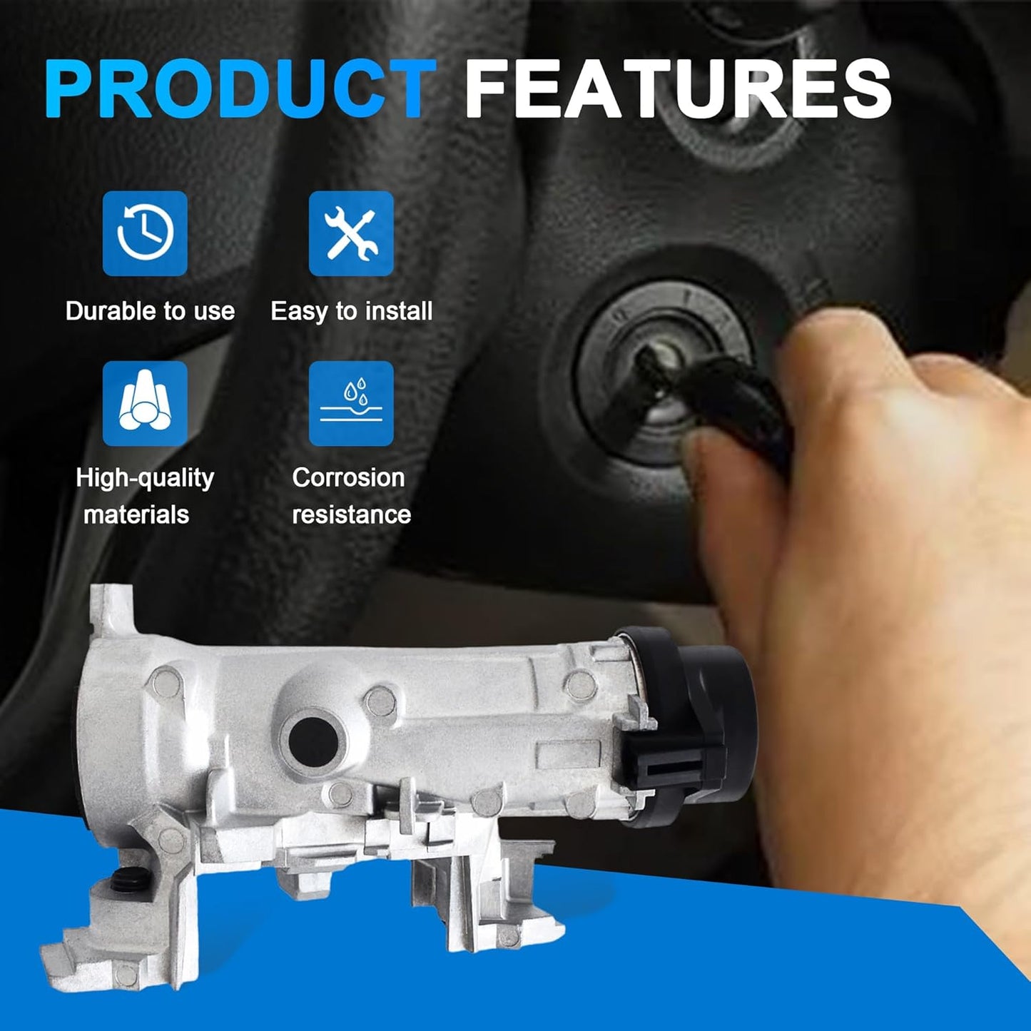1K0905851B Ignition Switch Lock Cylinder with Intelligent Key Fit for 2006-2018 VW Jetta,for 2004-2011 Golf,for 2007-2011 Eos,for 2006-2009 Rabbit Replace 1K0905841 1K0905865 Ignition Starter Switch