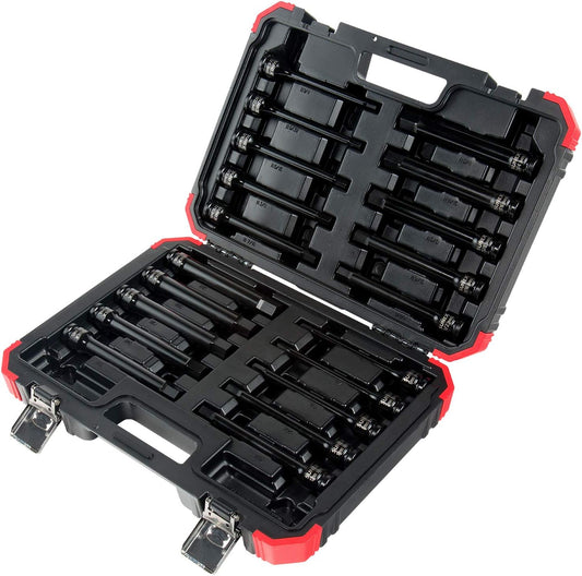 SUNEX TOOLS 2637L 20pc 1/2" Drive Impact Hex Driver Master Set 6in. ¼” to 9/32” and 6mm to 17mm, ,