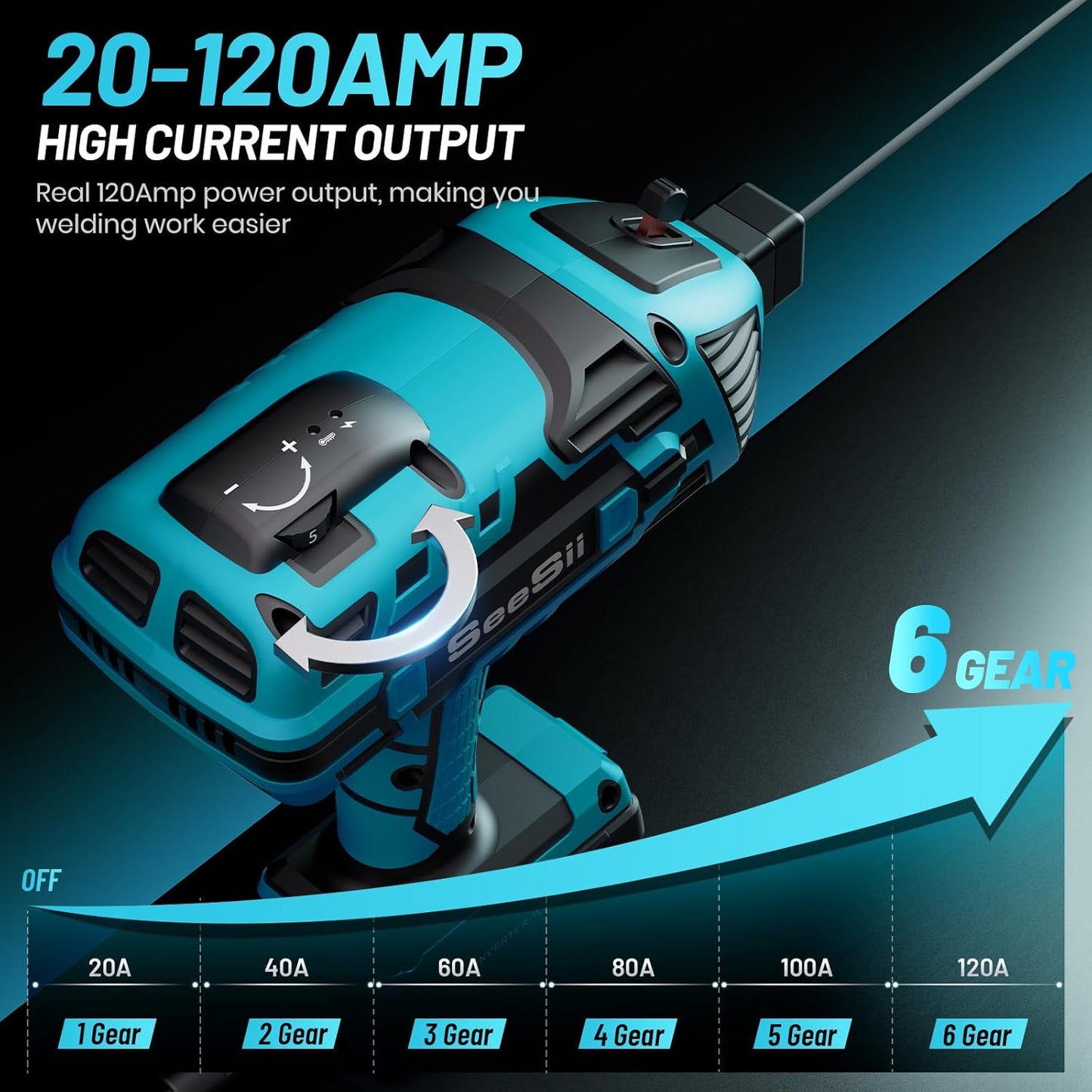 Seesii Handheld Welder,110V 120A Portable Welding Machine with True Color Auto Darkening Welding Goggles and Welding Chipping Hammer, Suitable for 3/64"-1/8" Welding Rods, Portable ARC Welder Gun