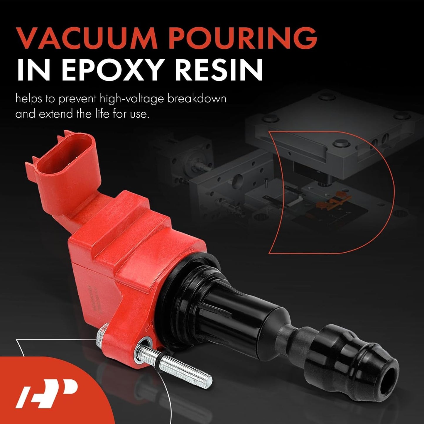 A-Premium (Red) Engine Ignition Coil Pack Compatible with Chevrolet Equinox, Malibu, Captiva Sport, HHR, Cobalt & GMC Terrain & Buick LaCrosse, Verano, Regal & Saab 9-5 & Fisker & Pontiac, 4-PC Set