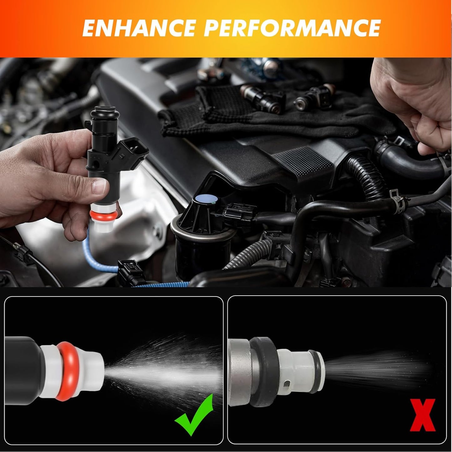 2003-2016 Fuel Injectors 6PS Fit for Honda Accord 03-07, Odyssey 05-17, Pilot 05-11, Ridgeline 06-14, for Acura MDX TL, for Saturn Vue 03-16 L4 V6 3.0L 3.2L 3.5L, Replace 16450RCAA01, 16450-RCA-A01