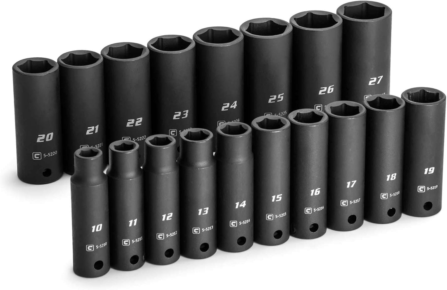 Capri Tools 1/2 in. Drive Shallow Impact Socket Set, 10 to 27 mm, Metric, 18-Piece
