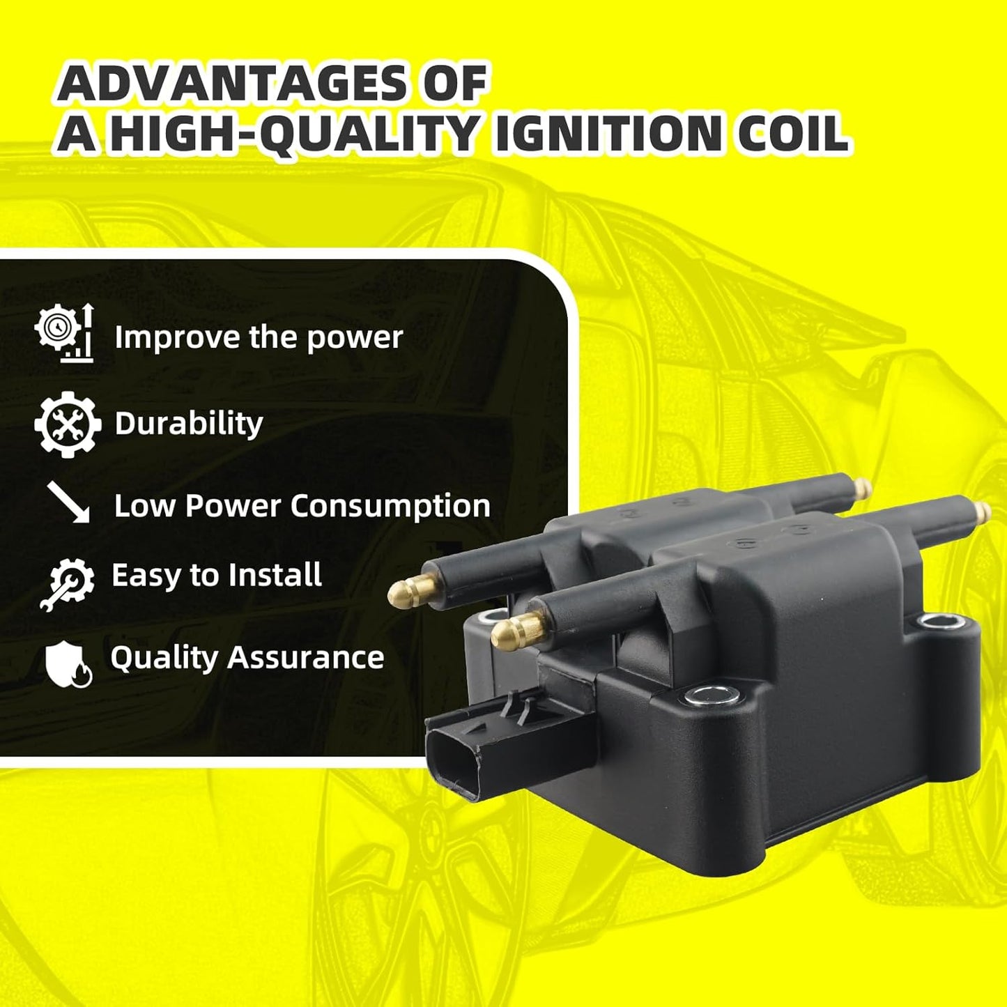 Set of 1 Ignition Coils Pack UF403 4609103AC & 4 PCS Iridium Spark Plugs with Wire Set Compatible with Dodge SX 2.0 2003-2005 2.0L Chrysler PT Cruiser 2003-2009 2.4L