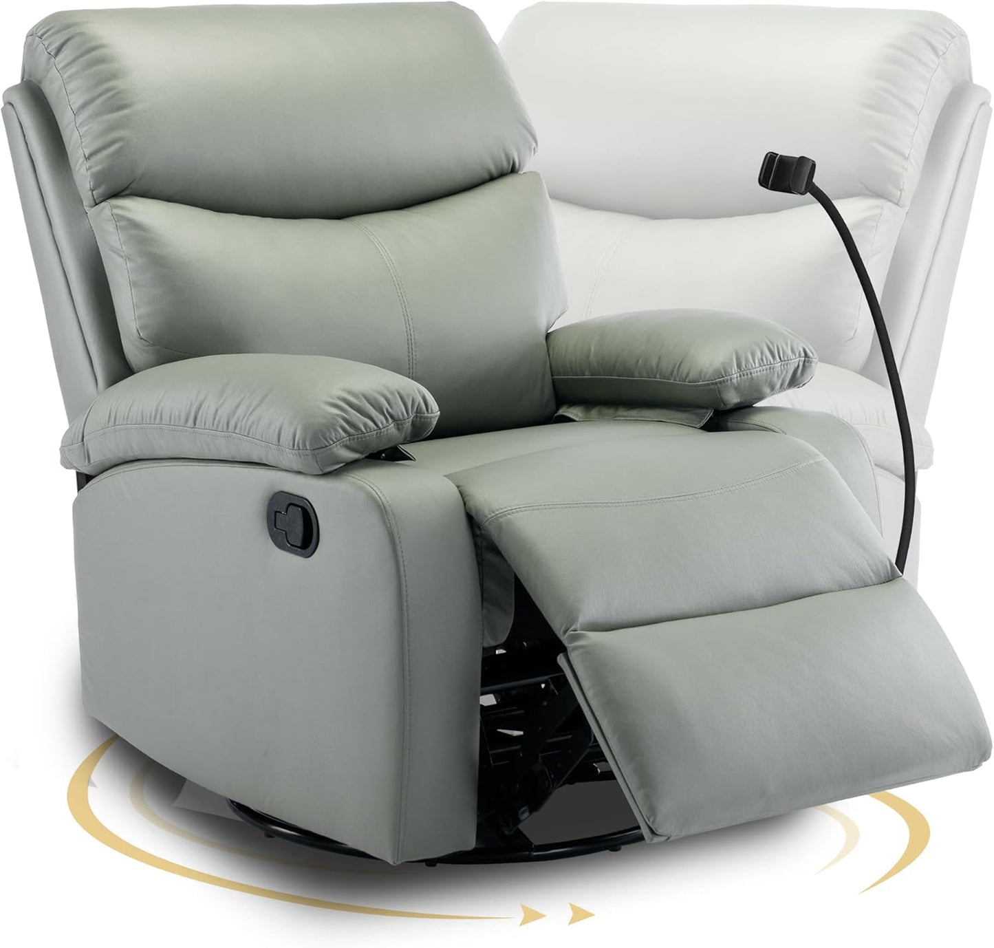 Swivel Rocker Recliner Chairs, Manual Rocking Recliner Chair for Adults, Small Recliners for Small Spaces, Single Sofa Recliner for Living Room, Nursery - Light Grey