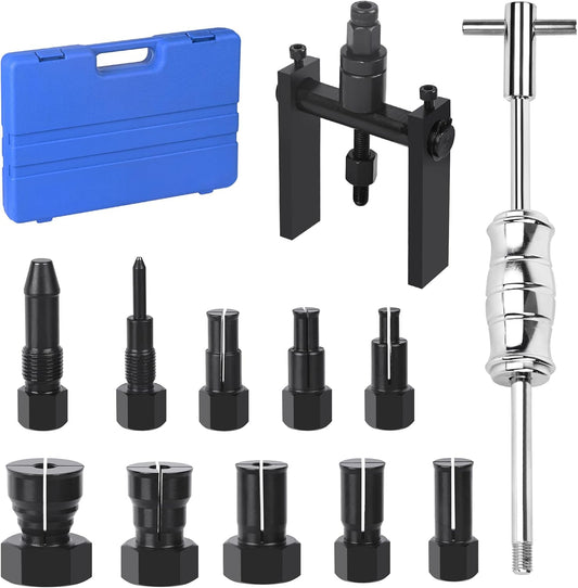 12 PCS Motorcycle Blind Hole Collet Bearing Puller Tool Kit, 8-32mm Motorcycle Wheel Bearing Removal Tool with Slide Hammer, Inner Internal Bearing Extractor Puller Kit