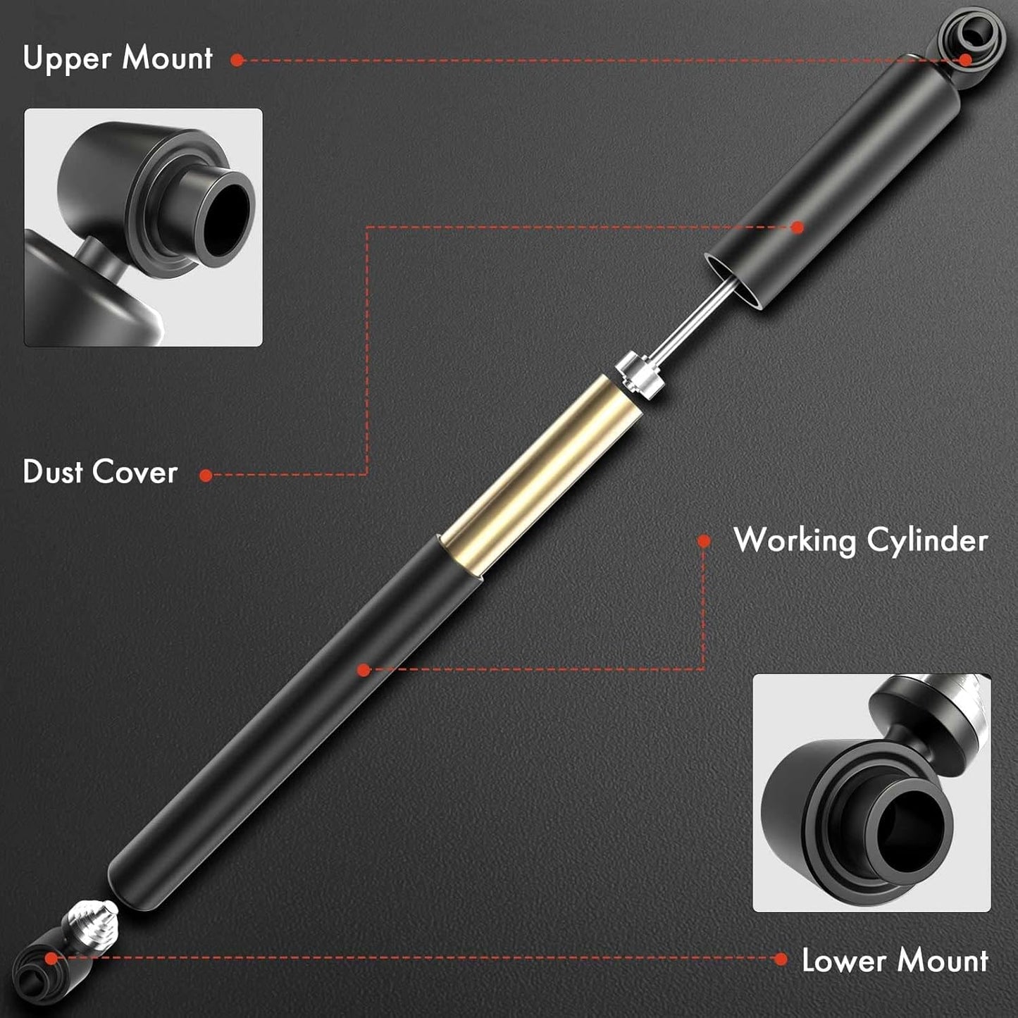 A-Premium Rear Pair (2) Shock Strut Absorbers Compatible with Nissan Sentra 2014 2015 2016 2017 2018 2019, Driver and Passenger Side