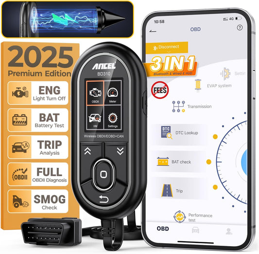 ANCEL BD310 OBD2 Scanner Diagnostic Tool - 3 in 1 OBD2 Scanner Bluetooth - App Based OBDII Scan Tool for Android & iPhone - Check Engine Light Code Reader - Wired, Bluetooth, and Heads-up Display