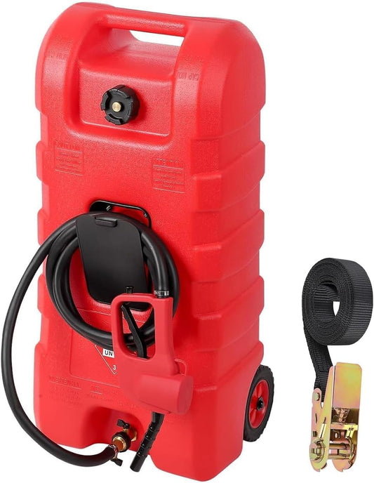15 Gallon Gas Can with Pump - Portable Diesel Fuel Can with 9.8ft Hose & for Gasoline, Diesel, Kerosene & Water - Leak-Proof Gas Caddy for Cars, Trucks, Lawn Mowers, Atvs, Boats