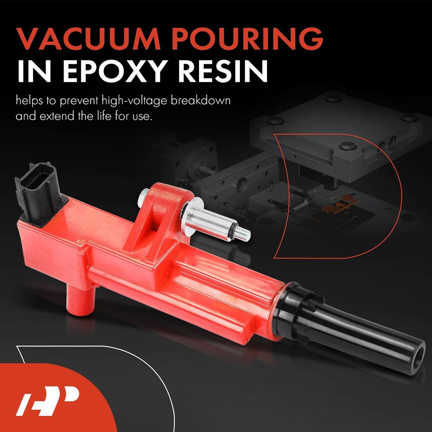 A-Premium (Red) Engine Ignition Coil Pack Compatible with Jeep & Dodge & Mitsubishi & Ram Models - Grand Cherokee 2009-2010, Liberty, Commander, Ram 1500, Durango, Nitro, Dakota, 3.7L, 3-PC Set