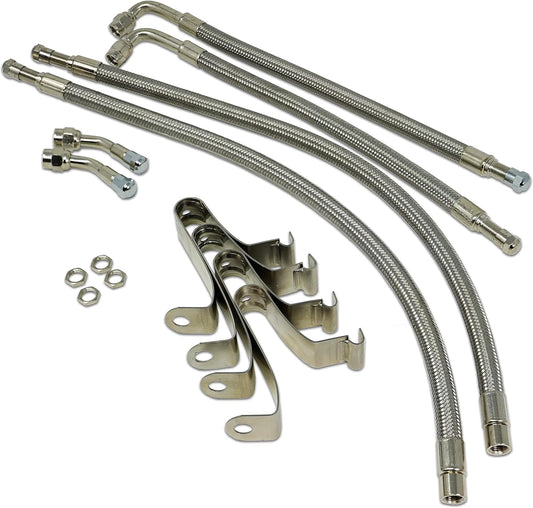 TireMinder 16-19.5 Inch Braided Steel Valve Extender Kit for Dually Wheels, Hub Mounted, 4 Pack