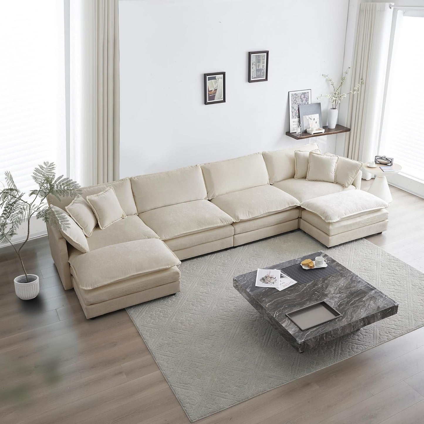 WILLIAMSPACE 41" Single Sofa Chair, Modern Upholstered Armchair with 1 Toss Pillow, Small Cream Couch Chair for Living Room, Deep Seat Reading Sofa for Bedroom Apartment, Chenille Fabric (Cream White)