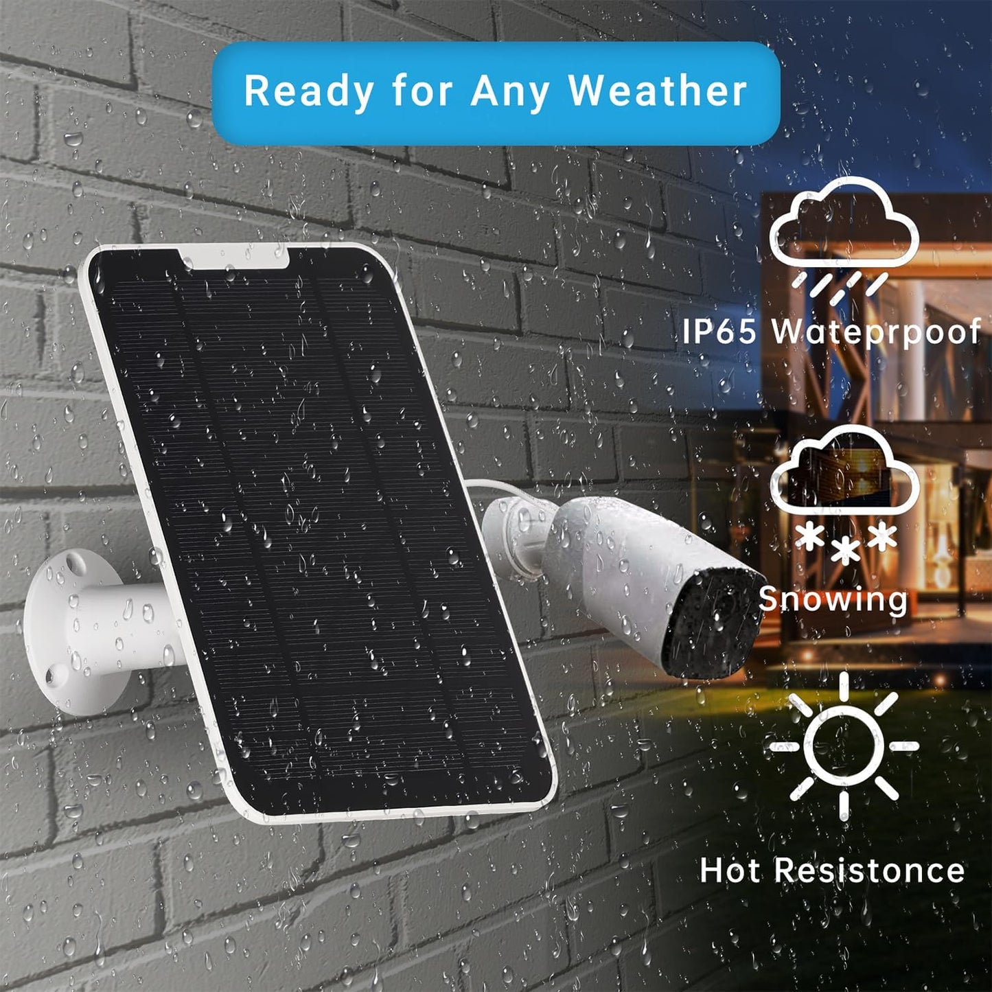 Upgrade 3 Pack 5W Solar Panel Charging Compatible with Arlo Pro 3/4/5S/Ultra/Ultra 2/Go 2 Continuous Power Supply IP65 Weatherproof with 9.8ft/3m Charging Cable and Adjustable Wall Mount