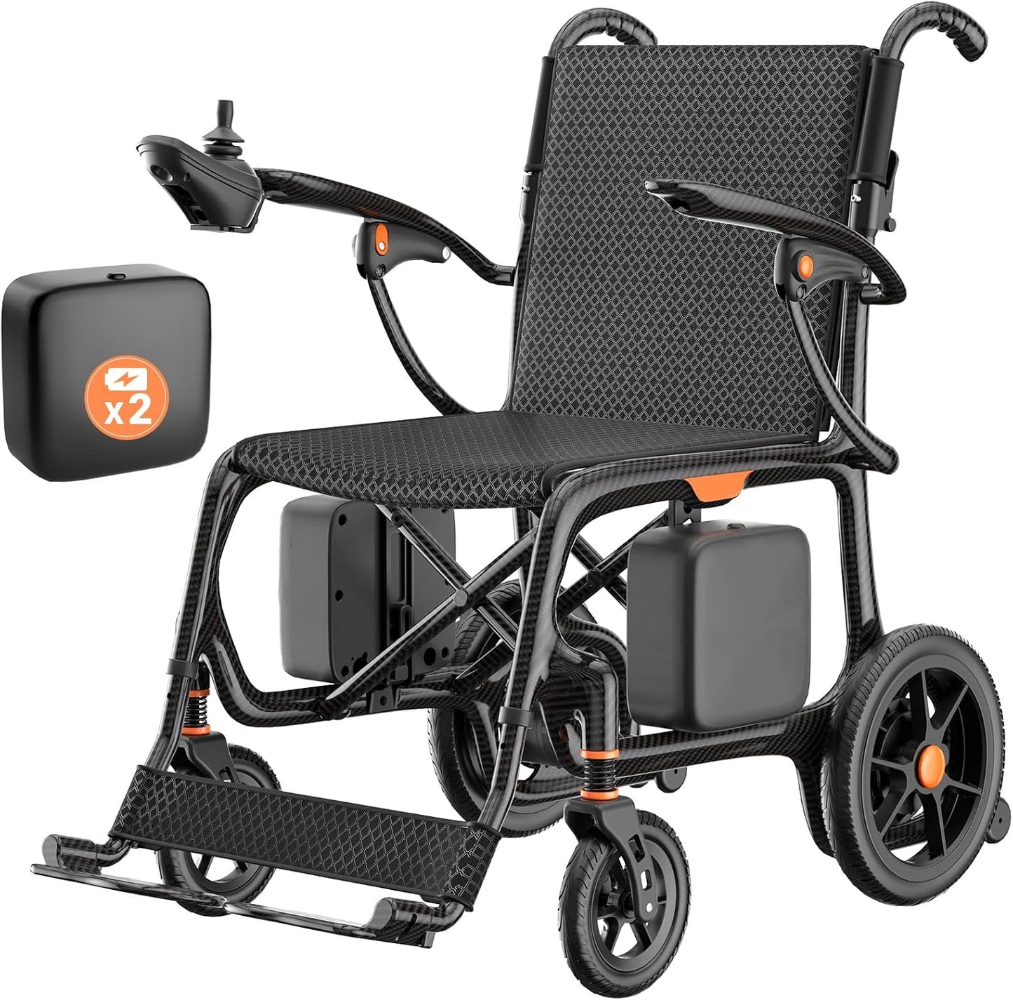 28lbs Ultralight Foldable 100% Carbon Fiber Electric Wheelchairs for Adults, FreeWink Bluetooth Control 28 Miles Long Range Power Wheelchairs with 2 Lithium Batteries for All Terrain Airline Approved