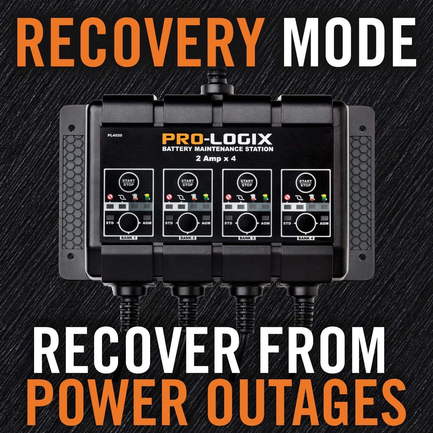 Clore Automotive PL4020, Pro-Logix 4-Bank, 8-Amp (2-Amp Per Bank) Fully Automatic Smart Charger, 12V Battery Charger, Battery Maintainer, Desulfator with Temperature Compensation, Black