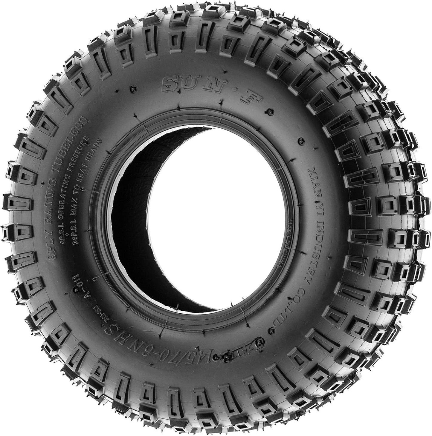 Set of 4 SunF A011 XC Sport ATV & Go Karts Knobby Tires 145/70-6 (14x6-6), 6 PR, Tubeless