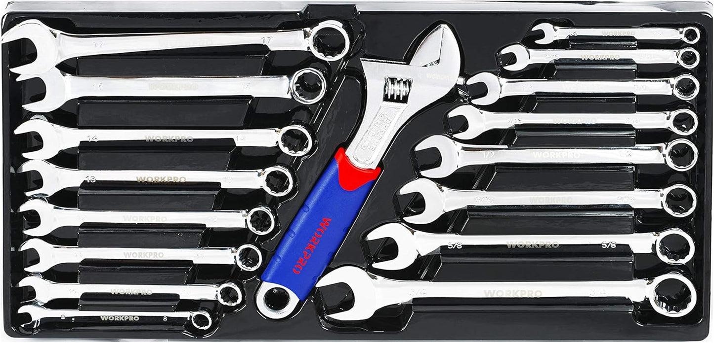 WORKPRO 408-Piece Mechanics Tool Set, General Household Home Repair Tool Kit with 3-Drawer Heavy Duty Metal Box, Hand Tool Kit Set 1 Pack