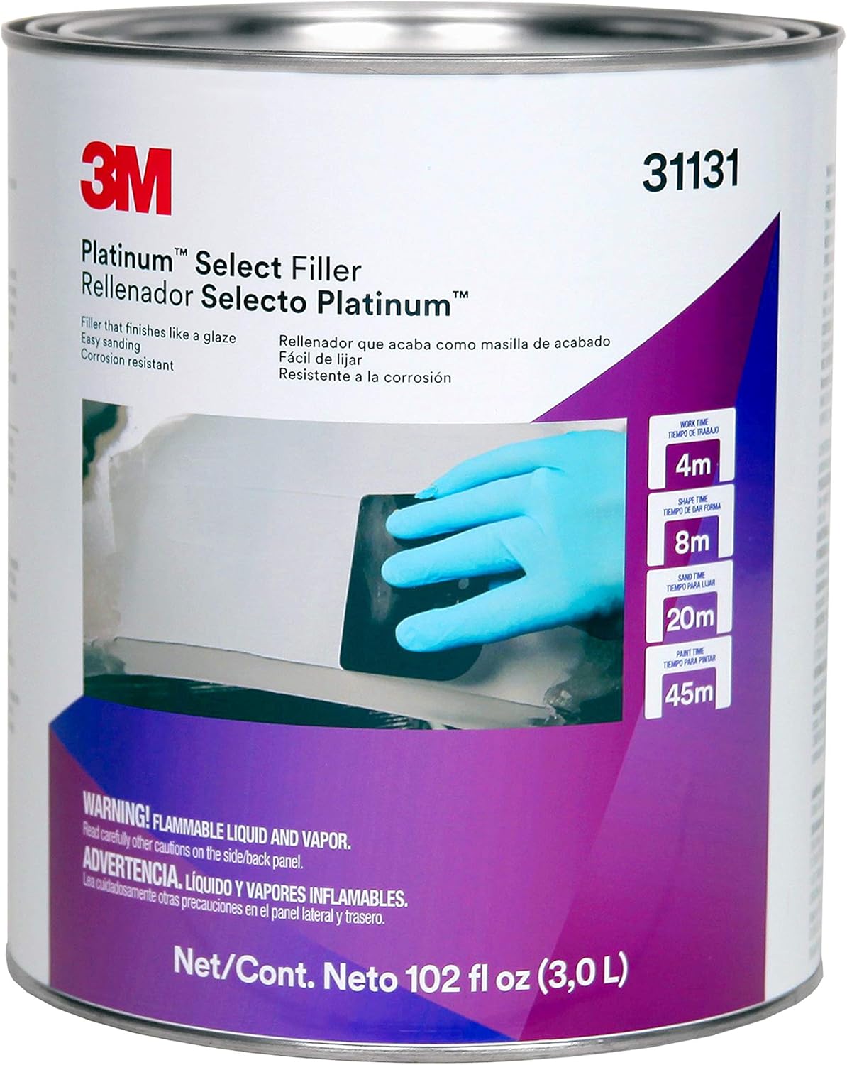 3M Platinum Select Filler 31131, Lightweight, Stain Free, Tack Free, Creamy Formula, 1 gallon (3 fl oz)
