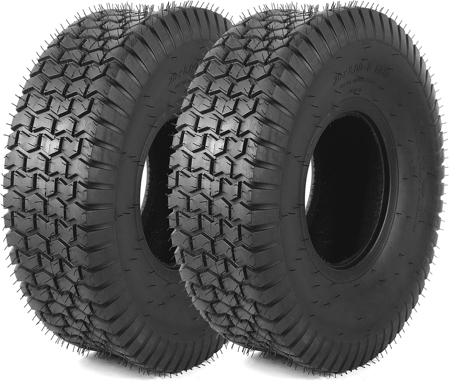 (2-Pack) 16x6.50-8 Tires - 4PR Durable Tubeless, Replacement Lawn Tractor Tires with Deep Ribbed Treads, Rim Not Included