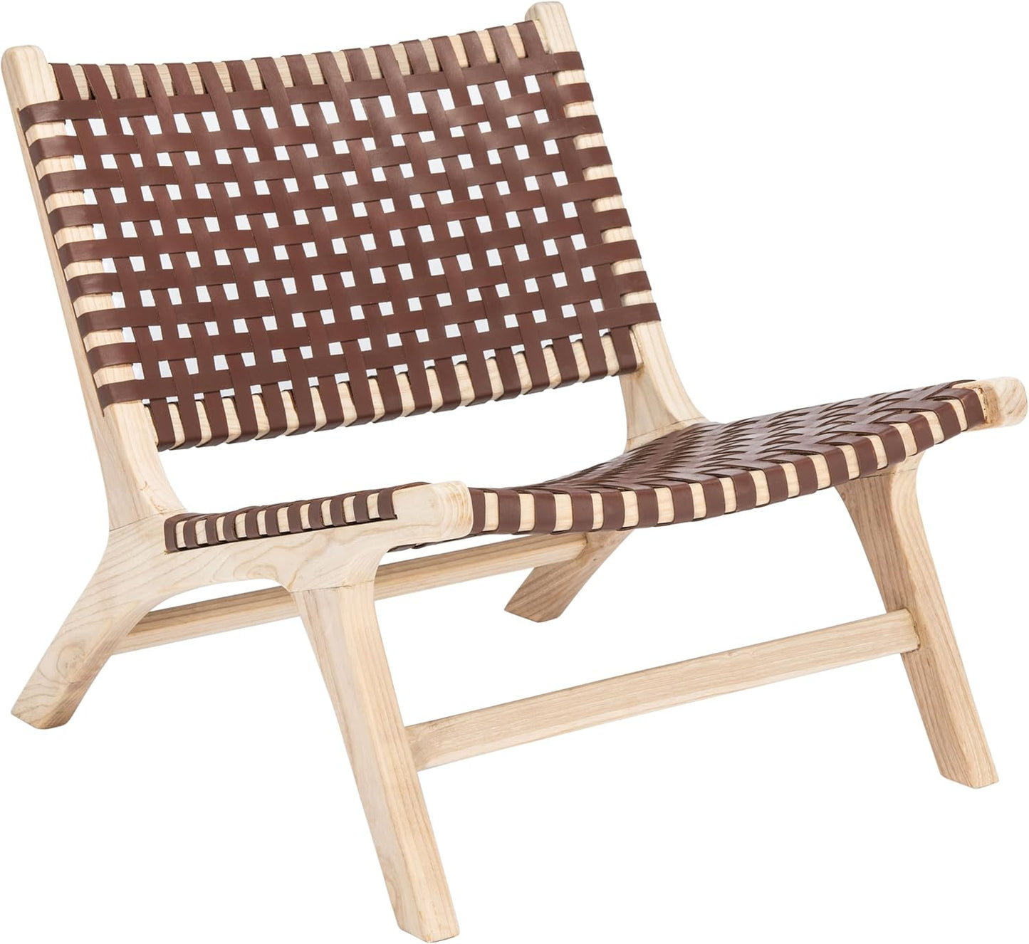 Safavieh Home Luna Natural and White Leather Woven Accent Chair