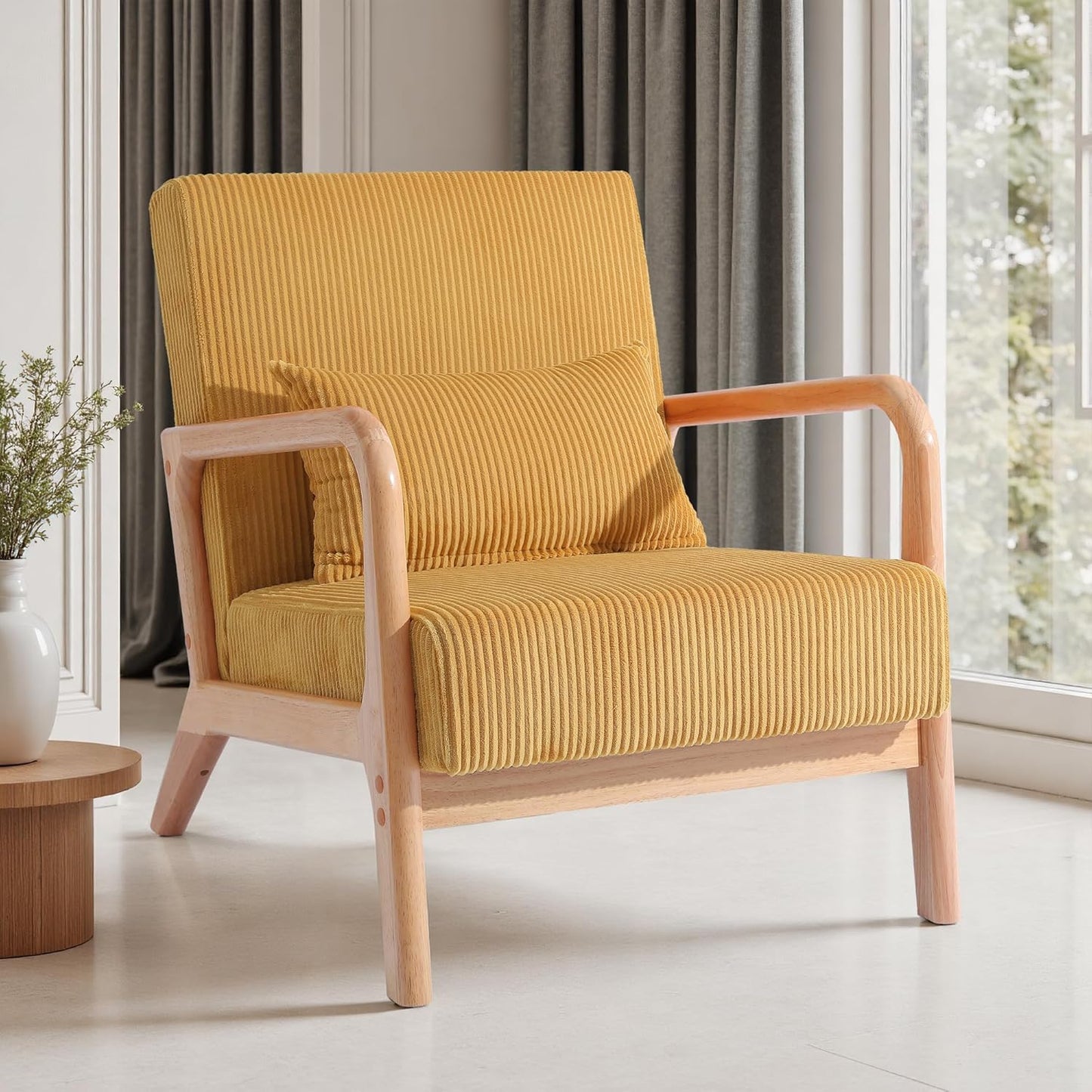 UIXE PU Leather Accent Chairs Set of 2, Upholstered Armchair for Living Room, Modern Arm Chair Comfy Single Sofa Bedroom Reading Seat with Lumbar Pillow - Hunter Green