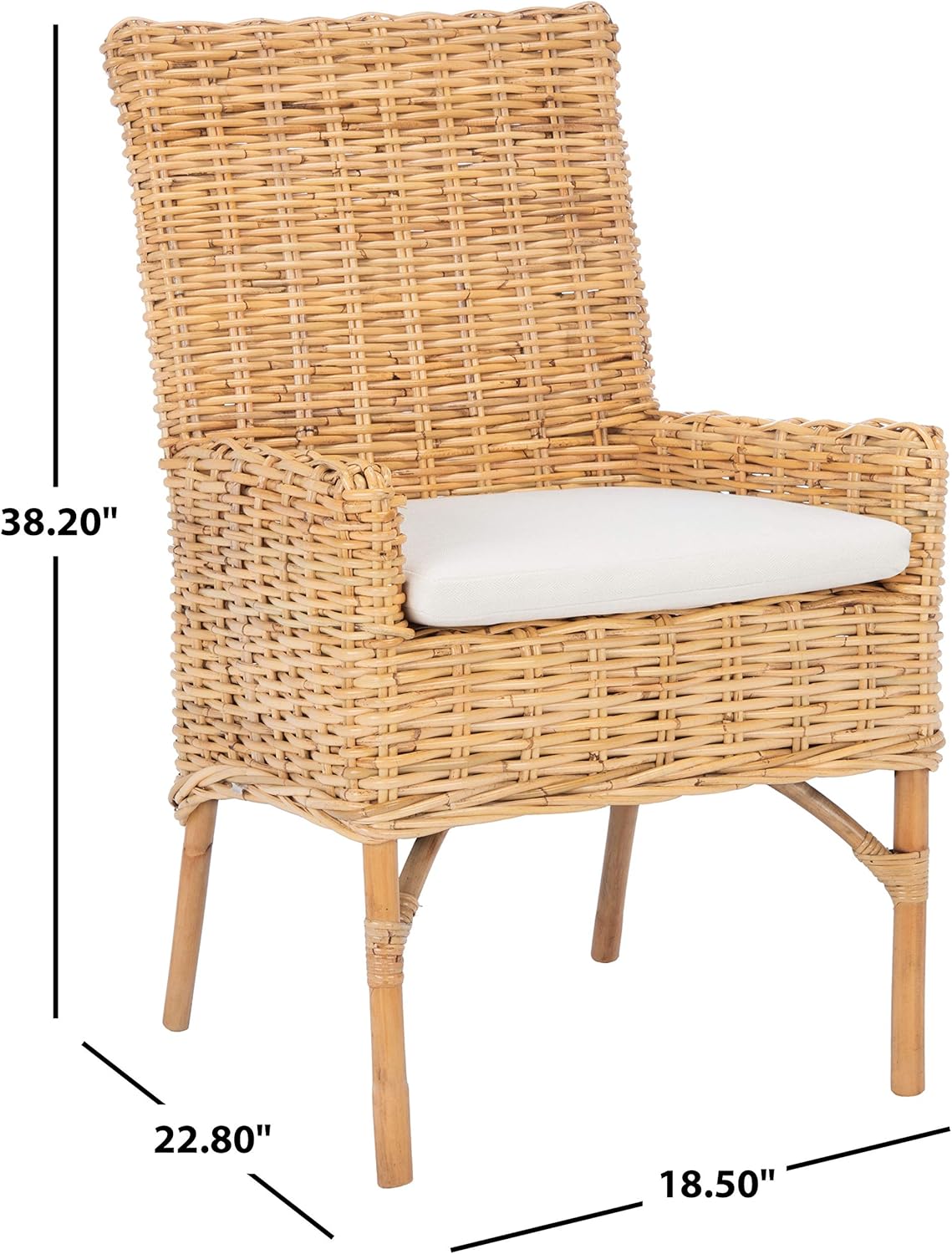 SAFAVIEH Home Collection Nancy Rattan Cushion Accent Chair, Natural/White