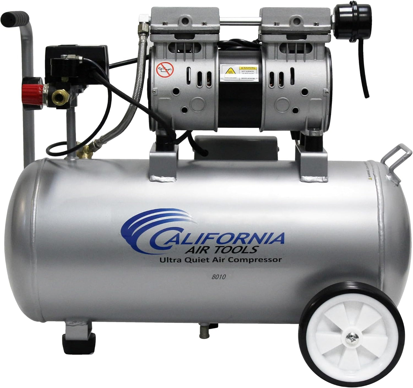 California Air Tools 8010AD 1.0 HP Ultra Quiet and Oil-Free Air Compressor, 8 Gallon Steel Tank, Lightweight with Wheels, 60 dBA Noise Level, with Automatic Drain Valve