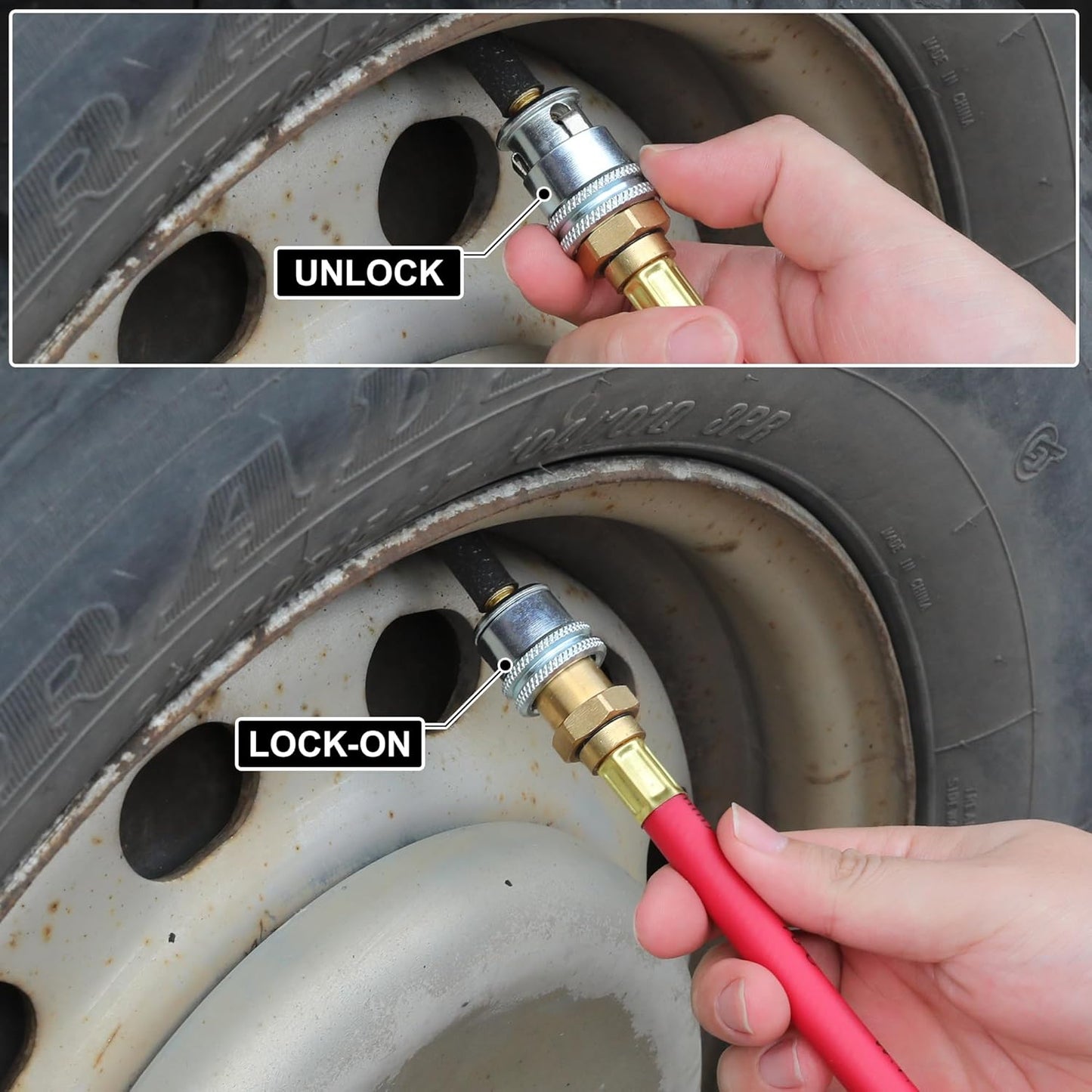 WYNNsky 4 Tire Inflation Deflation System, 1/4’’ Rubber Hose with Air Chuck, Digital Tire Pressure Gauge