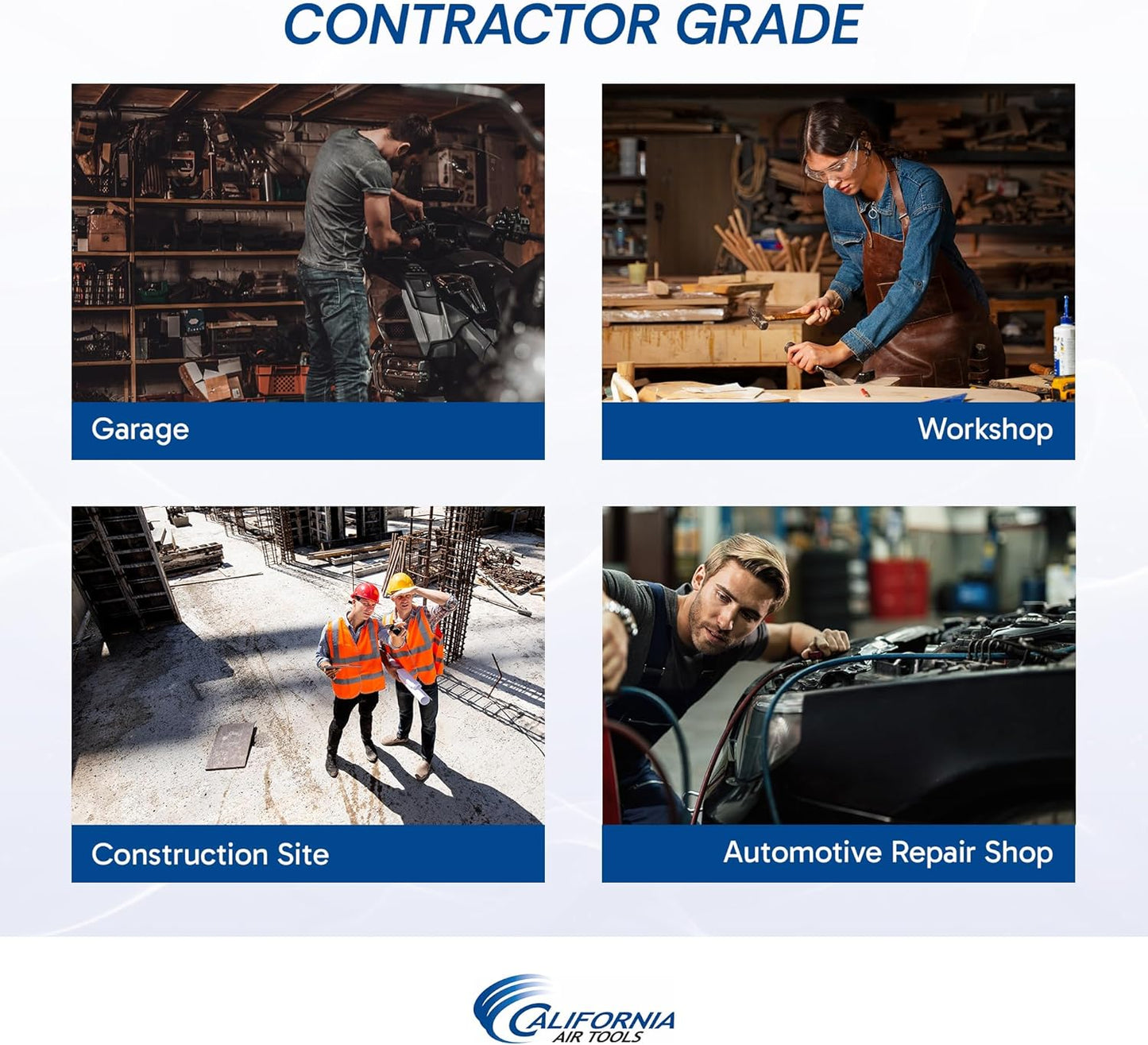 California Air Tools 4610ALFC 1.0 HP Ultra Quiet and Oil-Free Air Compressor, 4.6 Gallon Aluminum Twin Tank, 60 dBA Noise Level, Lightweight, Portable, Industrial Series, Silver