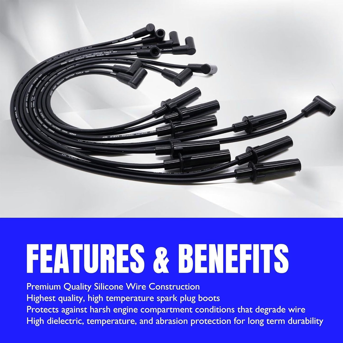7876 Ignition Spark Plug Wires Set of 9 Compatible with Dodge B150, B1500, B250, B2500, B350, B3500, D150, D250, D350, Dakota, Durango, Ram 1500, Ram 1500 Van, Ram 2500, Ram 2500 Van, Ram 3500