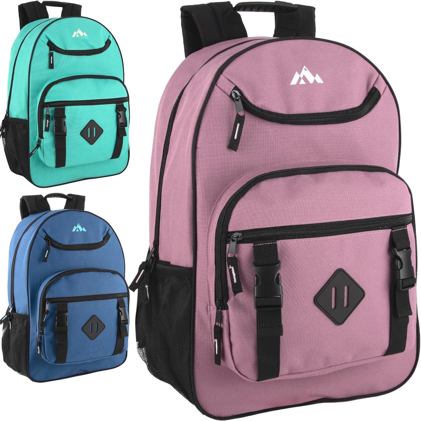 24 Pack Bulk Laptop Backpacks for College, Hiking, and Homeless Adults Donation in Bulk, with Padded Straps (Male Colors Pack)