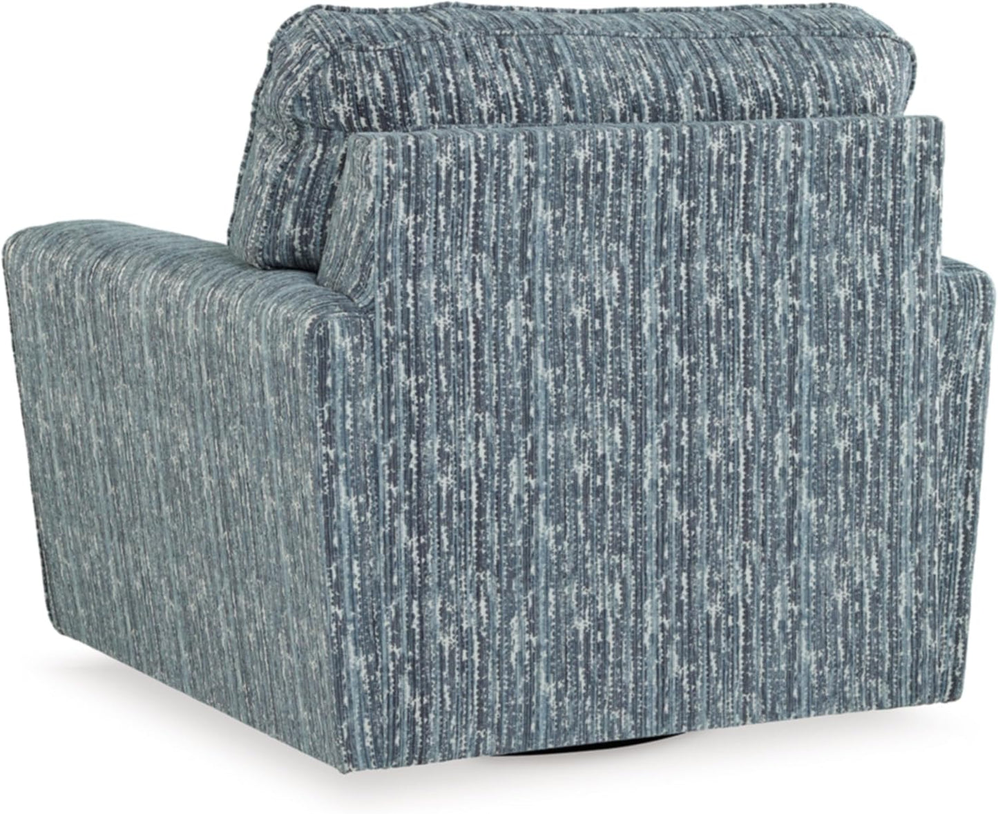 Signature Design by Ashley Aterburm Contemporary Swivel Accent Chair with Abstract Stripe Design, Track Arms, Metal Swivel Base and Removable Cushions, Blue & Green