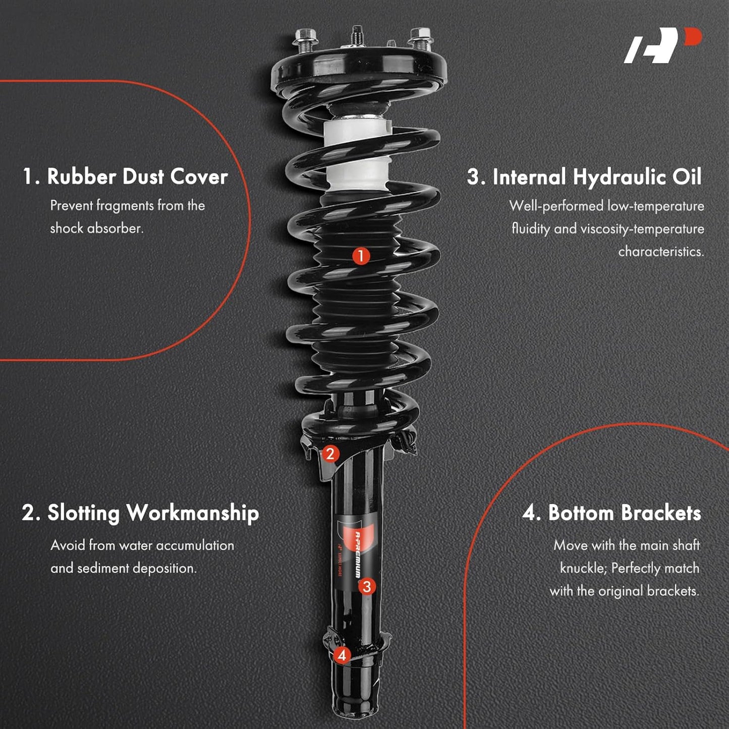 A-Premium Front Complete Strut & Coil Spring Assembly with Acura TL 2009-2014, FWD, 2-PC Set