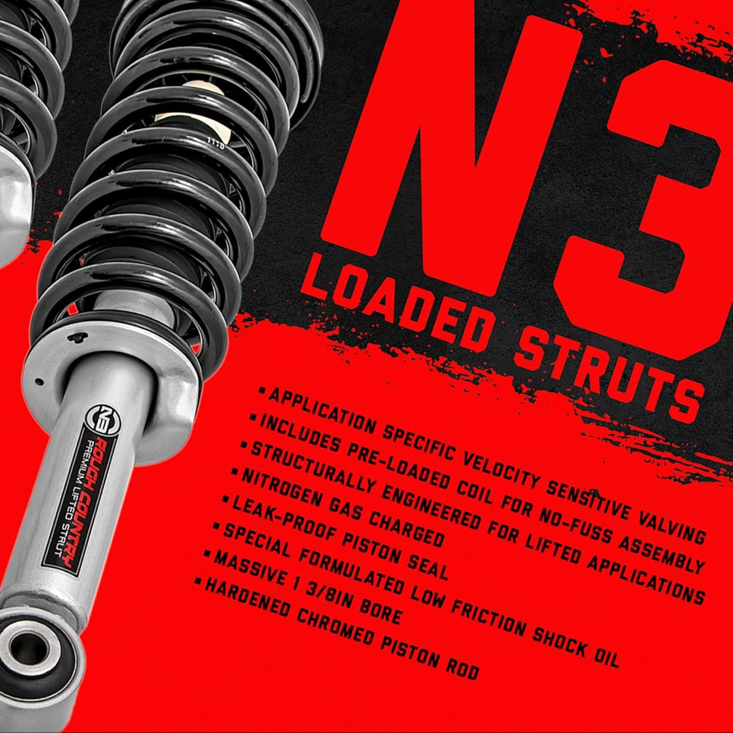 Rough Country 4" Loaded N3 Lifted Struts for 2014-2025 Ford F-150 4WD - 501051