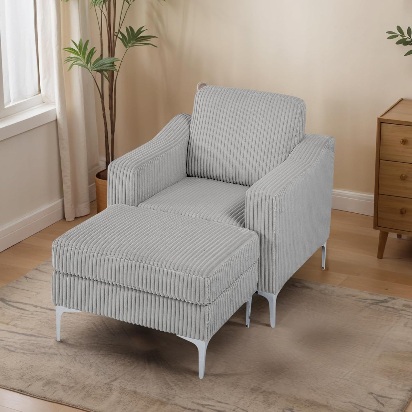 Chifee & Vingol Accent Chair with Ottoman Living Room Chair with Storage Ottoman,Gray