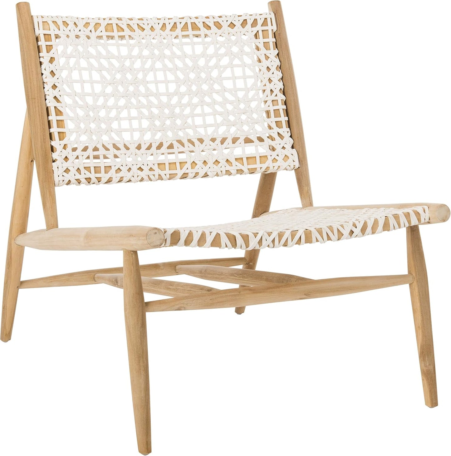 Safavieh Home Bandelier Light Natural and White Leather Woven Accent Chair