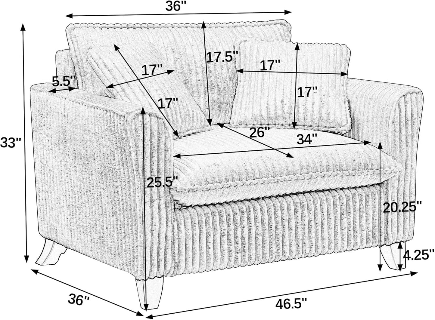 Comfortable Lazy Sofa Chair - Oversized Accent Chair with Ottoman, Beige Living Room Accent Chair for Bedroom, Pottery barn Inspired Design