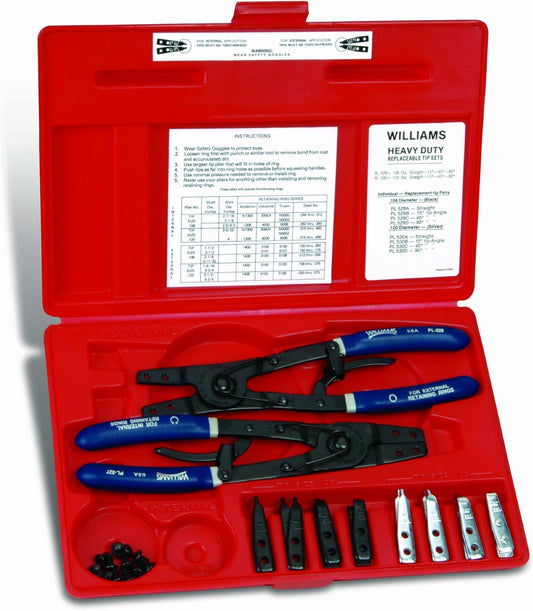 Williams PL-529 Heavy Duty Retaining Ring Pliers Set