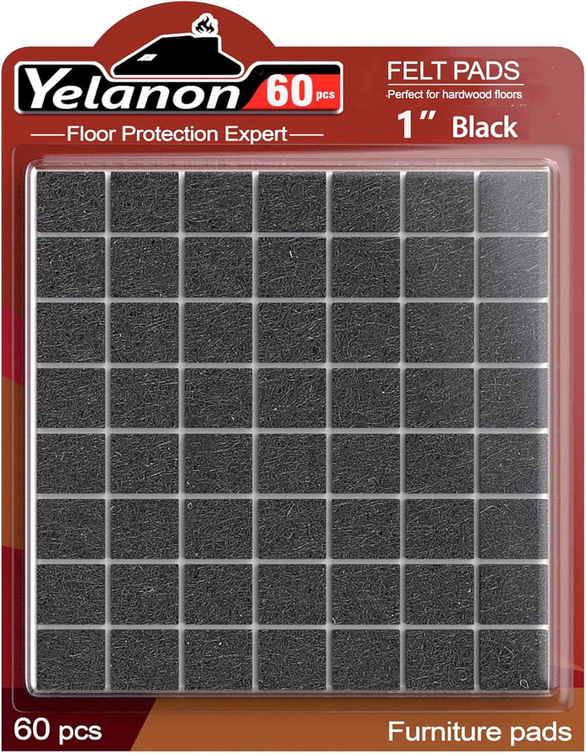 Yelanon Felt Furniture Pads -182 Pcs Premium Felt Pads for Chair Legs Furniture, Floor Protectors for Hardwood Floors, Black