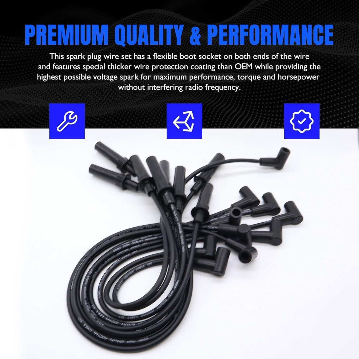 7876 Ignition Spark Plug Wires Set of 9 Compatible with Dodge B150, B1500, B250, B2500, B350, B3500, D150, D250, D350, Dakota, Durango, Ram 1500, Ram 1500 Van, Ram 2500, Ram 2500 Van, Ram 3500