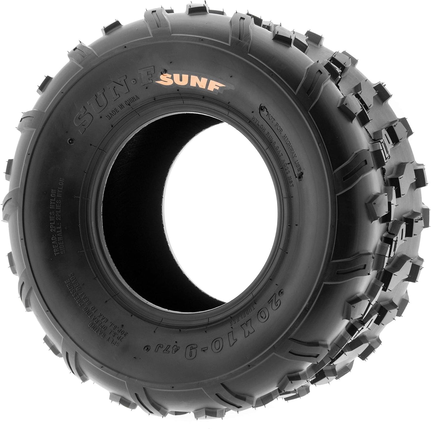 Set of 2 SunF A022 20x10-9 ATV/UTV Off-Road Tires, 6-PR |Knobby Tread