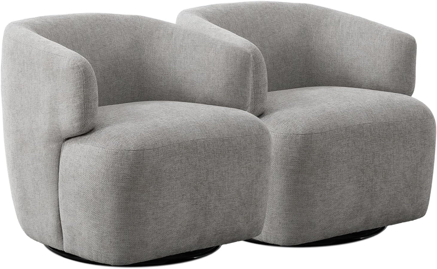 Swivel Accent Chair Set of 2, Sherpa Teddy Barrel Chair for Living Room, Cozy Round Boucle Arm Chair, Metal Base for Club Nursery Bedroom, Beige Cream White
