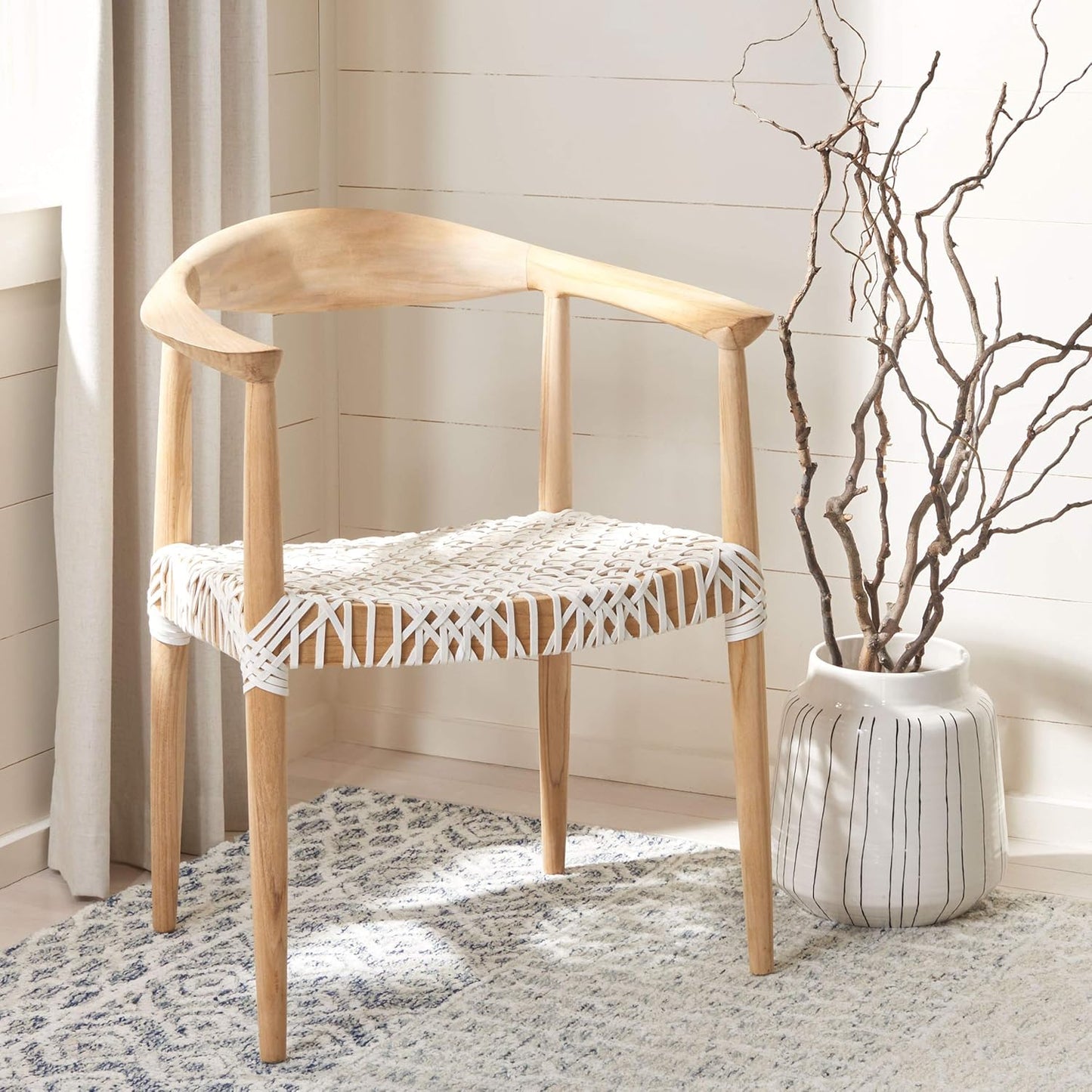 Safavieh Home Collection Wade Light Oak Teak Wood Arm Chair