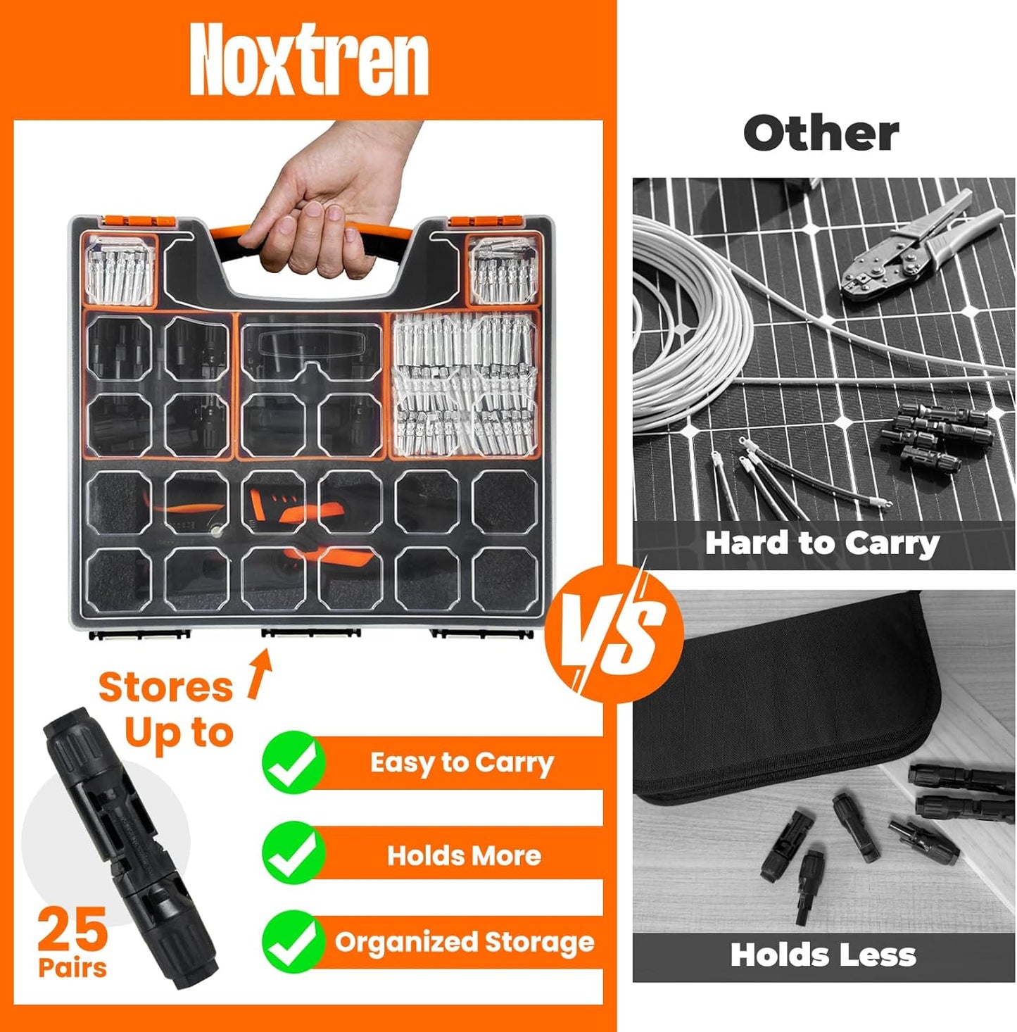 30PCS Solar Crimper Tool Kit - Crimping Tool, Wire Stripper, 25 Pairs Solar Connectors, Suitcase, and 2 Spanner Wrenches for Solar Panel Cable Assembly