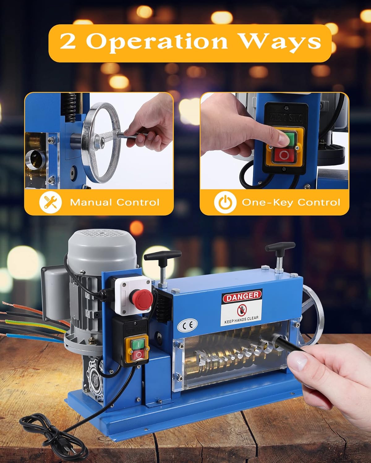 Automatic Wire Stripping Machine for 0.06" -1.5", [High Precision] [75 ft/min] Wire Stripper Tool with An Extra Manual Crank, Electric Wire Stripper for Scrap Cable Copper Recycling